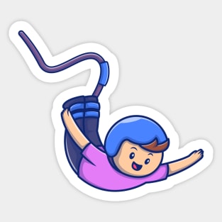 Cute People Play Bungee Jumping Sticker